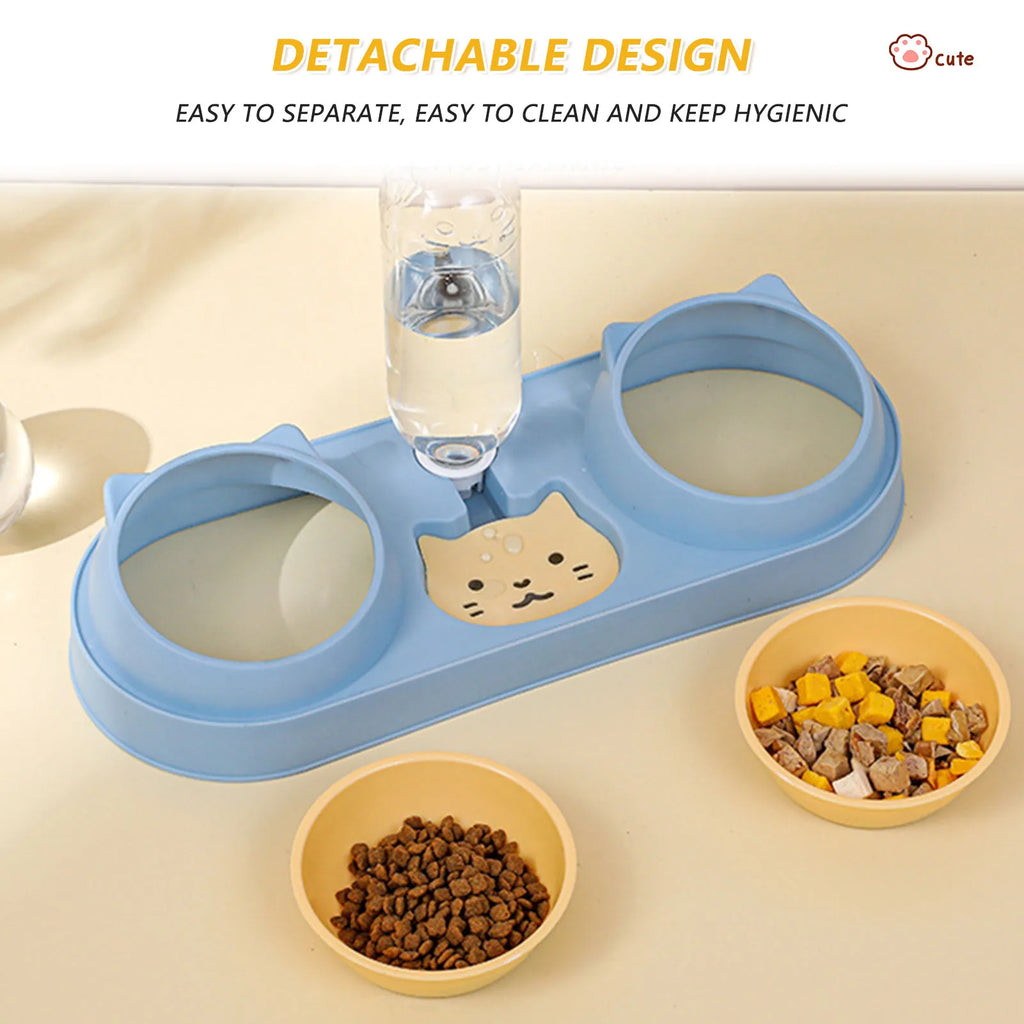 Fontaine-Gamelle Duo Pawtique — Distributeur d'Eau et Croquettes