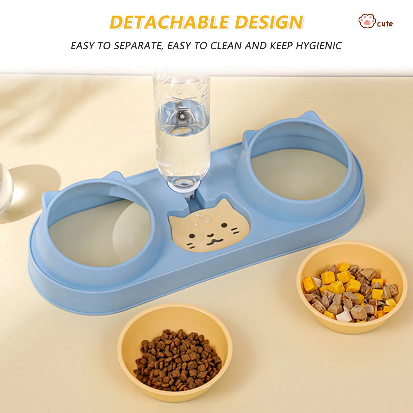 Fontaine-Gamelle Duo Pawtique — Distributeur d'Eau et Croquettes