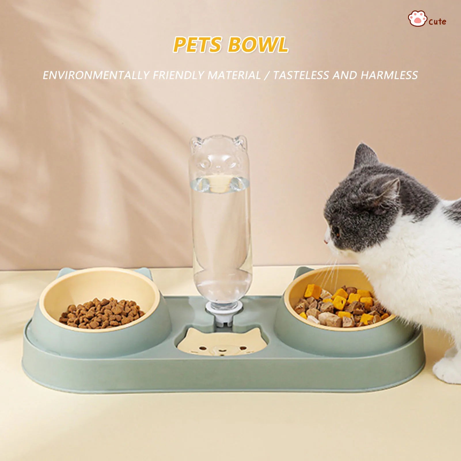 Fontaine-Gamelle Duo Pawtique — Distributeur d'Eau et Croquettes