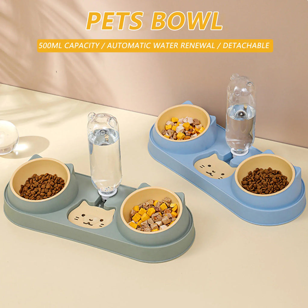 Fontaine-Gamelle Duo Pawtique — Distributeur d'Eau et Croquettes