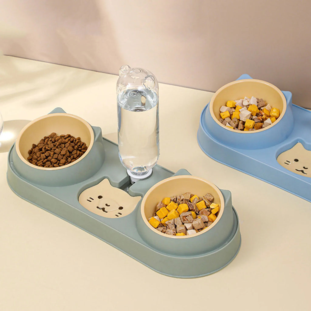 Fontaine-Gamelle Duo Pawtique — Distributeur d'Eau et Croquettes