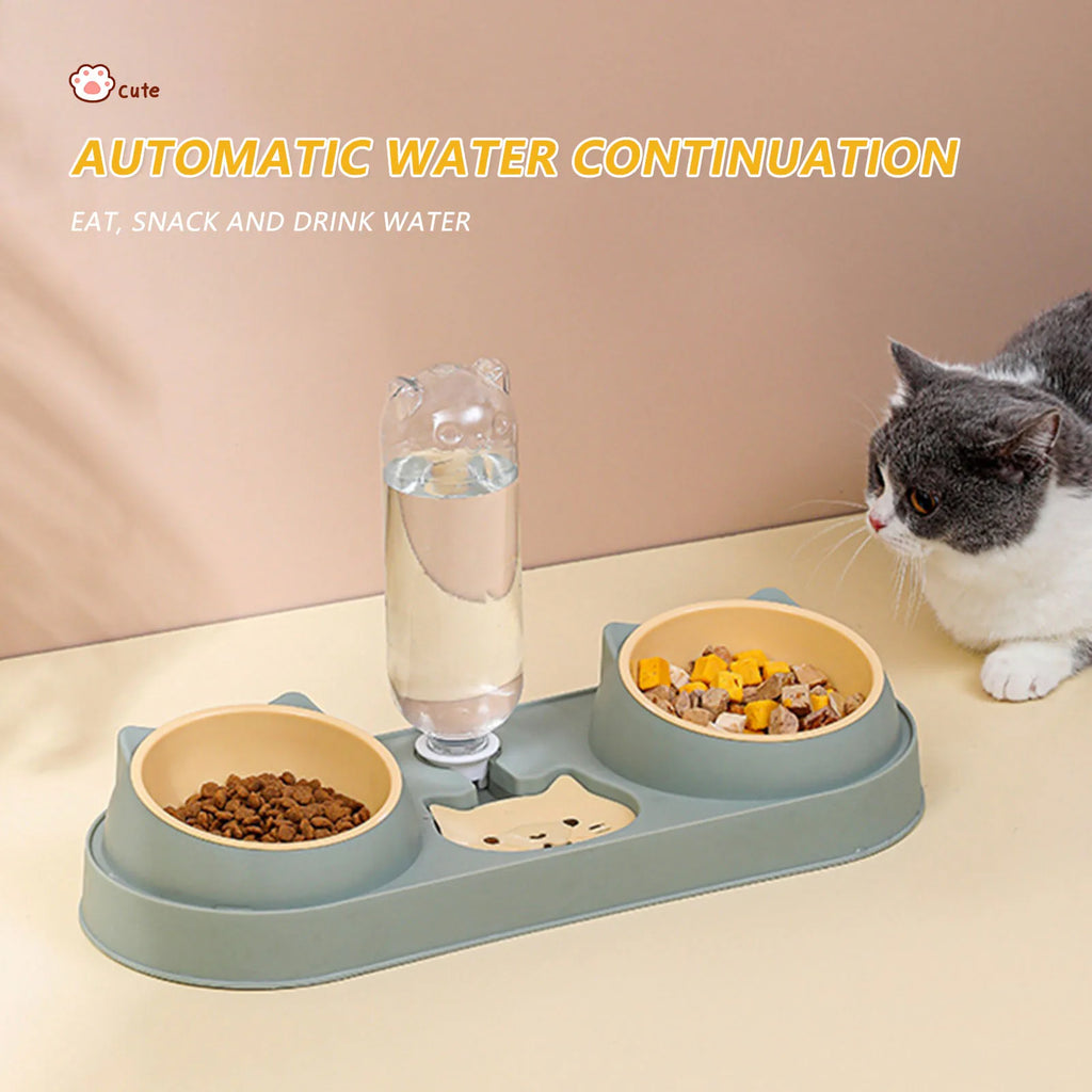 Fontaine-Gamelle Duo Pawtique — Distributeur d'Eau et Croquettes