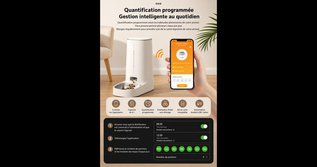 Distributeur intelligent pour animaux connecté
